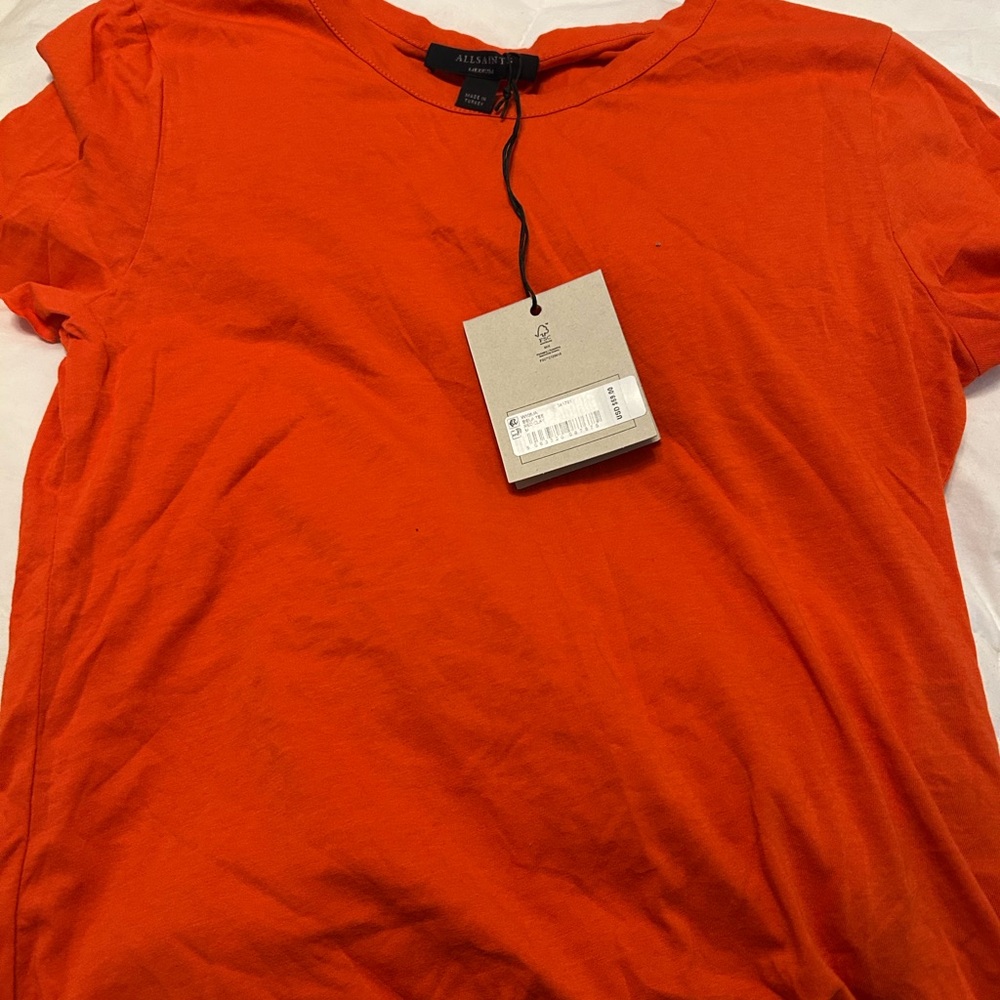 All Saints Vibrant Orange Short Sleeve Tee NWT